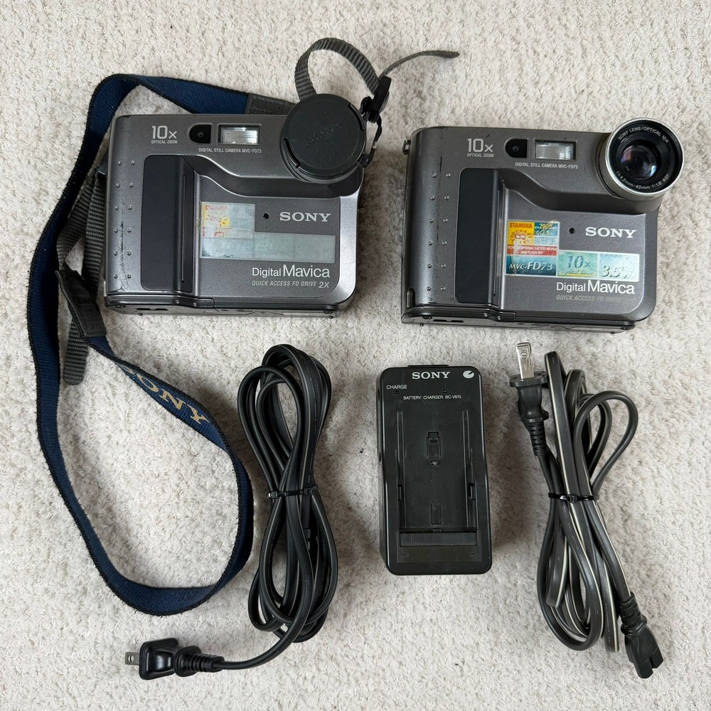 Sony Digital Mavica LOT OF 2 MVC FD73 10x Zoom Digital Still Camera WORKS